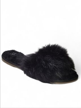 Black Furry Women's Slippers